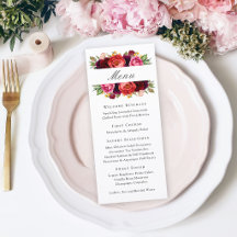 Menu d'événement floral rustique élégant