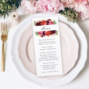 Menu d'événement floral rustique élégant