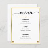 Menu d'événement Minimum Design Gold Border Mariag (Devant / Derrière)