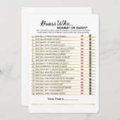 Menu Devinez Qui- Maman ou Papa Jeu (Devant / Derrière)