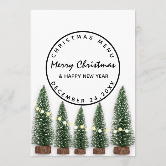 Menu d'hiver de la veille de Noël Arbre vert clair (Devant)