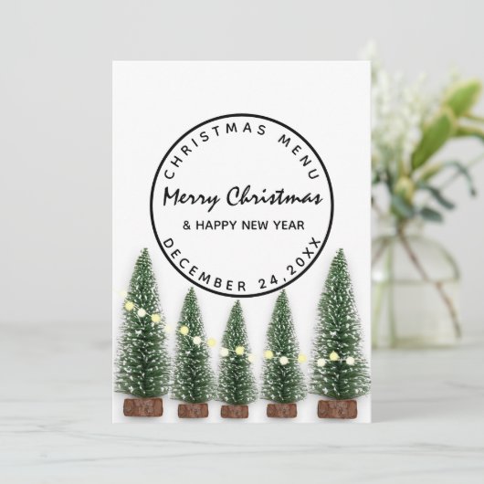 Menu d'hiver de vacances de Noël Arbre vert clair (Debout devant)