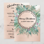 Menu d'hiver de vacances de Noël Blush Fleur (Devant / Derrière)