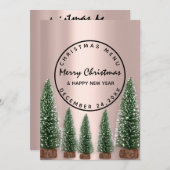 Menu d'hiver de vacances de Noël rose vert (Devant / Derrière)