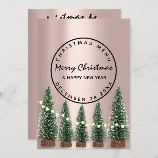 Menu d'hiver de vacances de Noël Rose vert clair (Devant / Derrière)