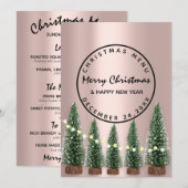 Menu d'hiver de veille de Noël Rose vert clair (Devant / Derrière)