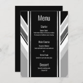 Menu diagonal noir, gris, rayé métallique (Devant / Derrière)