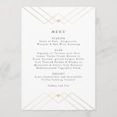 Menu Diamant Or Blanc Géométrique Mariage Gatsby (Devant)