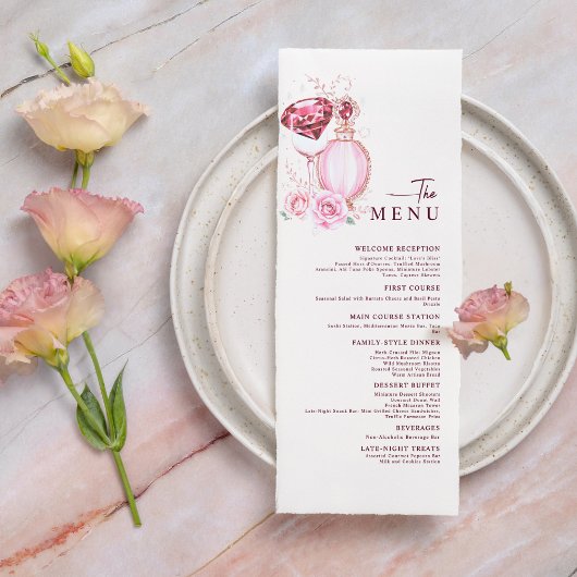 Menu Diamant rose et Fête des mariées Rose