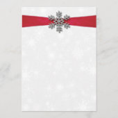 Menu Diamante Flocon de neige et Ruban rouge Mariage d' (Dos)