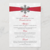 Menu Diamante Flocon de neige et Ruban rouge Mariage d' (Devant)