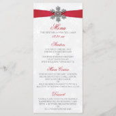 Menu Diamante Flocon de neige et Ruban rouge Mariage d' (Devant)