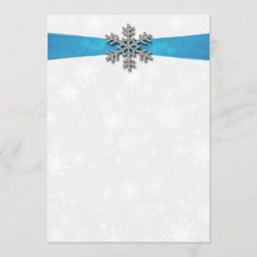 Menu Diamante Snowflake & Blue Ribbon Mariage d'hiver (Dos)