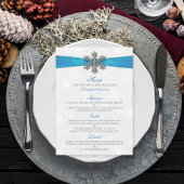 Menu Diamante Snowflake & Blue Ribbon Mariage d'hiver