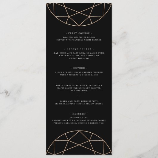 Menu Diamond Gemstone Géométrique Moderne Mariage éléga (Dos)