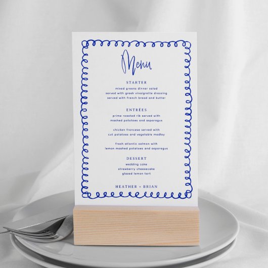 Menu Digitaal Frans Blue Wave Wedding Kaart