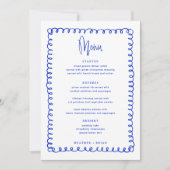 Menu Digitaal Frans Blue Wave Wedding Kaart (Voorkant)