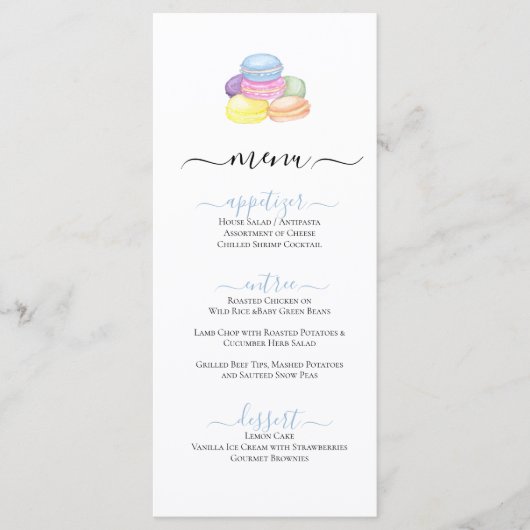 Menu d'illustration des cookies Macaron colorés (Devant)