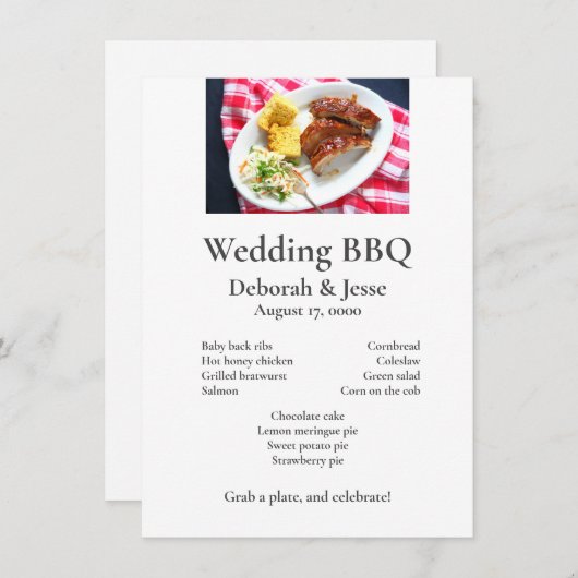 Menu Dîner barbecue sur un tissu coloré (Devant / Derrière)
