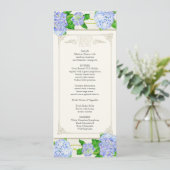 Menu Dîner - Blue Hydrangea dentelle Floral Forme (Debout devant)