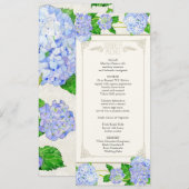 Menu Dîner - Blue Hydrangea dentelle Floral Forme (Devant / Derrière)