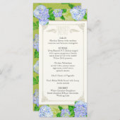 Menu Dîner Blue Hydrangea dentelle Floral Forme (Devant / Derrière)