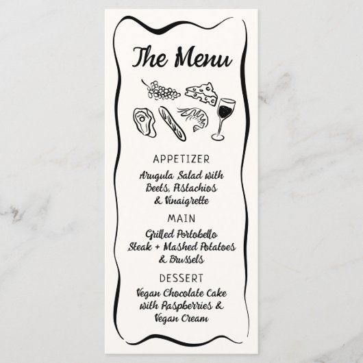 Menu Dîner & Boissons Dessiné À La Main Moderne & (Devant)
