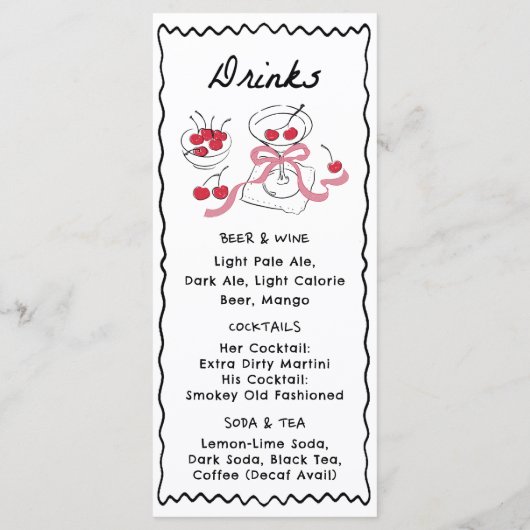 Menu Dîner & Boissons Dessinés à la Main Moderne & Fant (Dos)