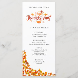 Menu Dîner bon thanksgiving