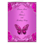 Menu Diner Carte Papillon rose Floral (Devant)