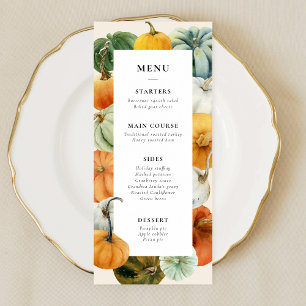 Menu Dîner d'action de grâces aux couleurs Citrouilles