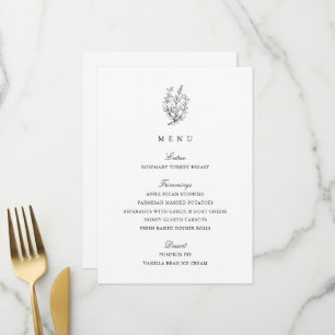 Menu Dîner d'action de grâces noir et blanc
