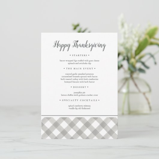 Menu Dîner d'action de grise et blanche rustique (Debout devant)