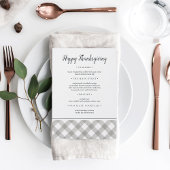 Menu Dîner d'action de grise et blanche rustique