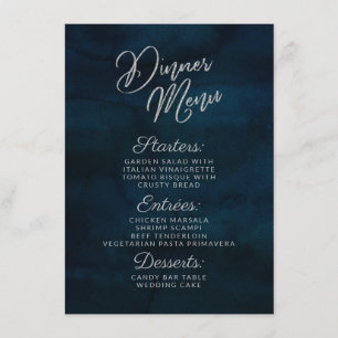 Menu Dîner d'aquarelle bleu foncé de la marine Luster