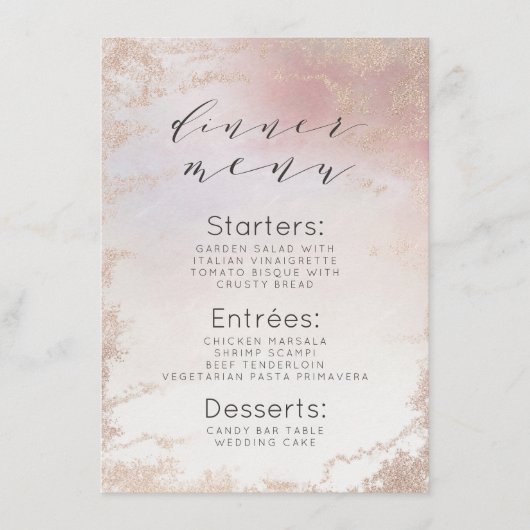 Menu Dîner d'aquarelle Ombre Blush Rose Froid (Devant)