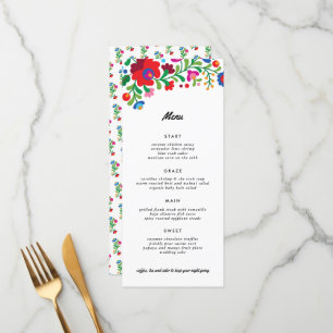 Menu Dîner de broderie mexicaine colorée