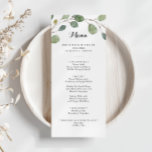 Menu Dîner de calligraphie de feuillage Eucalyptus<br><div class="desc">Cette carte de dîner calligraphie feuillage d'eucalyptus vert est parfaite pour un mariage rustique. Le design se compose de branches et de feuilles d'eucalyptus verts dessinés à la main. Ce menu peut être utilisé pour une réception de mariage,  un dîner de répétition,  une douche nuptiale ou tout événement.</div>