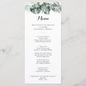 Menu Dîner de calligraphie florale blanche tropicale (Devant)