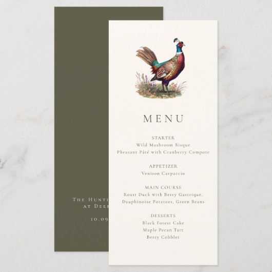 Menu Dîner de chasse automnal élégant et rustique au fa (Devant / Derrière)