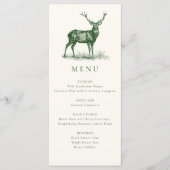Menu Dîner de chasse vert rustique élégant Cerf Biche A (Devant)