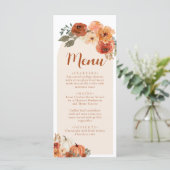 Menu Dîner de citrouille rustique floral automnal aquar (Debout devant)