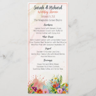 Menu Dîner de mariage aux fleurs sauvages