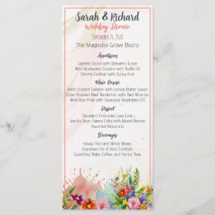 Menu Dîner de mariage aux fleurs sauvages
