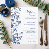Menu Dîner de mariage botanique Toile Bleue Classique