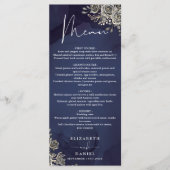 Menu Dîner de Mariage gothique floral Rose de minuit (Devant)