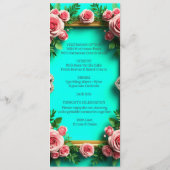 Menu Dîner de mariage romantique Turquoise Rose rose 🌸 (Dos)