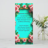 Menu Dîner de mariage romantique Turquoise Rose rose 🌸 (Debout devant)