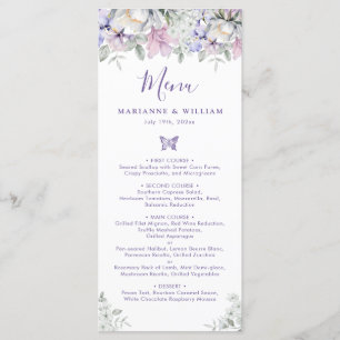 Menu Dîner de Mariage romantique violet Whimsical