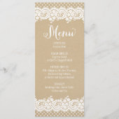 Menu Dîner de mariage Rustique Kraft et dentelle (Devant)